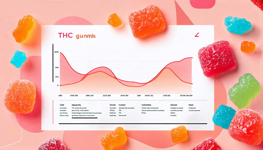 Bar chart infographic detailing the market growth and trends for THC gummies