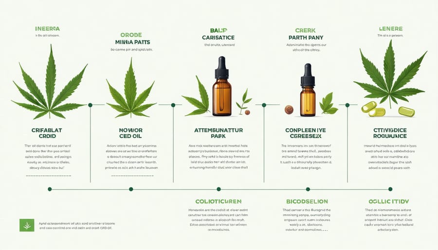 Infographic showing different career options like R&D, sales and marketing, and regulatory compliance in the CBD oil sector