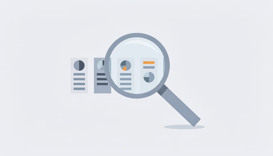 Magnifying glass examining a printed job application document on a wooden desk